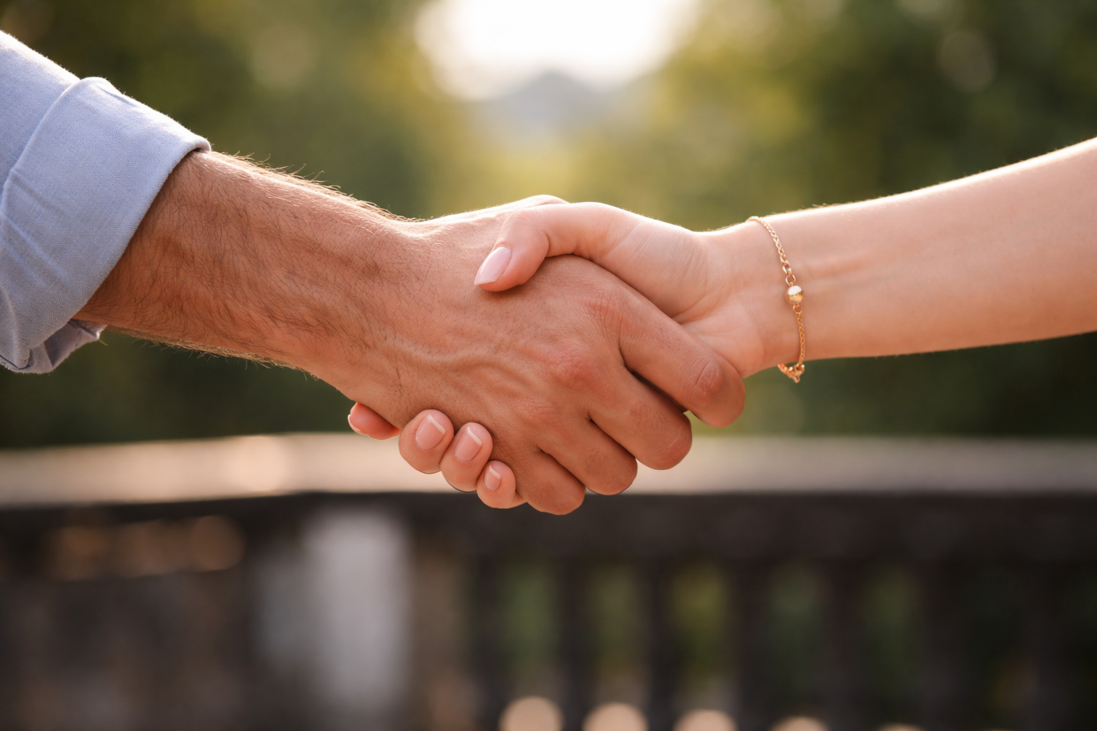 Home a handshake in the sunlight